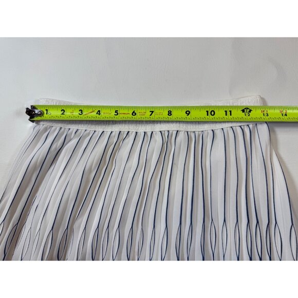 White Navy Pleated Midi Skirt Anonyme Ita. 42, US 6,  Elastic Waist (bin KK171) - Picture 6 of 8